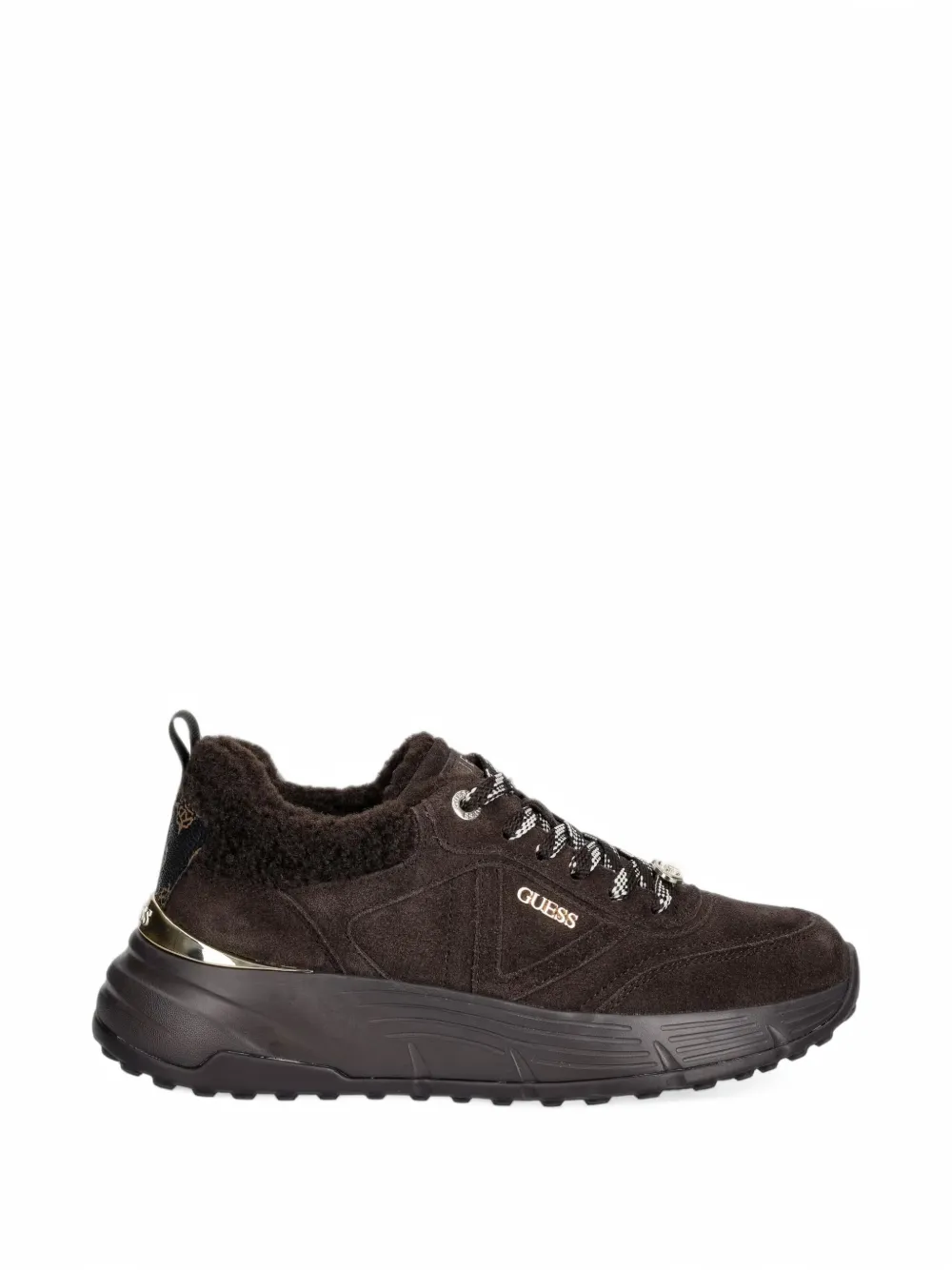 GUESS USA Facter faux-shearling trim sneakers - Braun