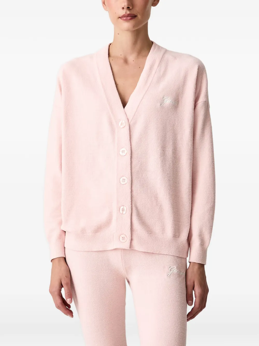 GUESS USA Aria logo-embroidered cardigan - Pink