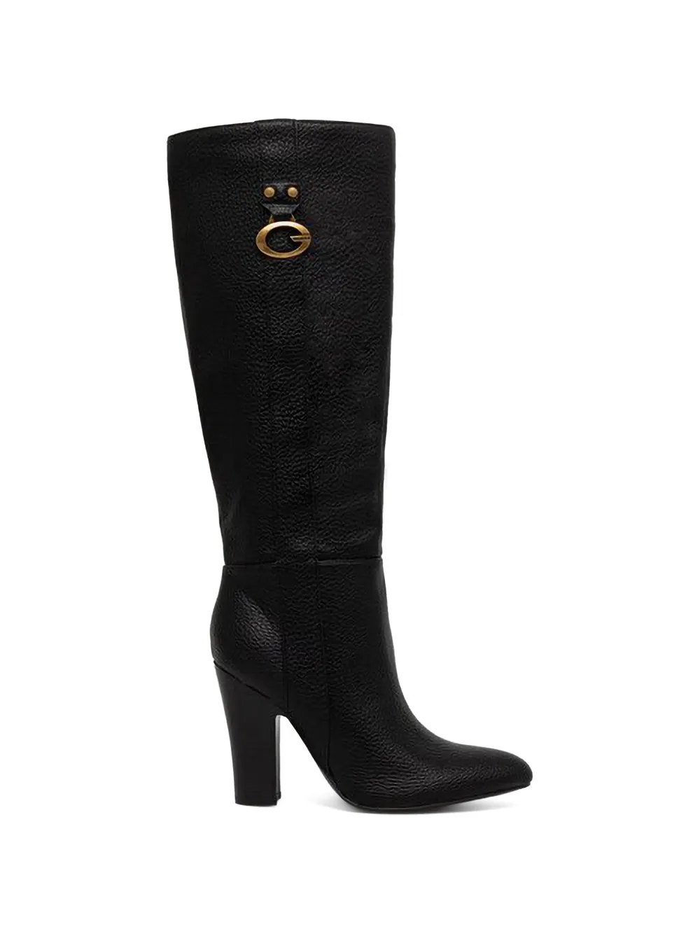 GUESS USA logo-plaque pebbled-leather boots - Schwarz