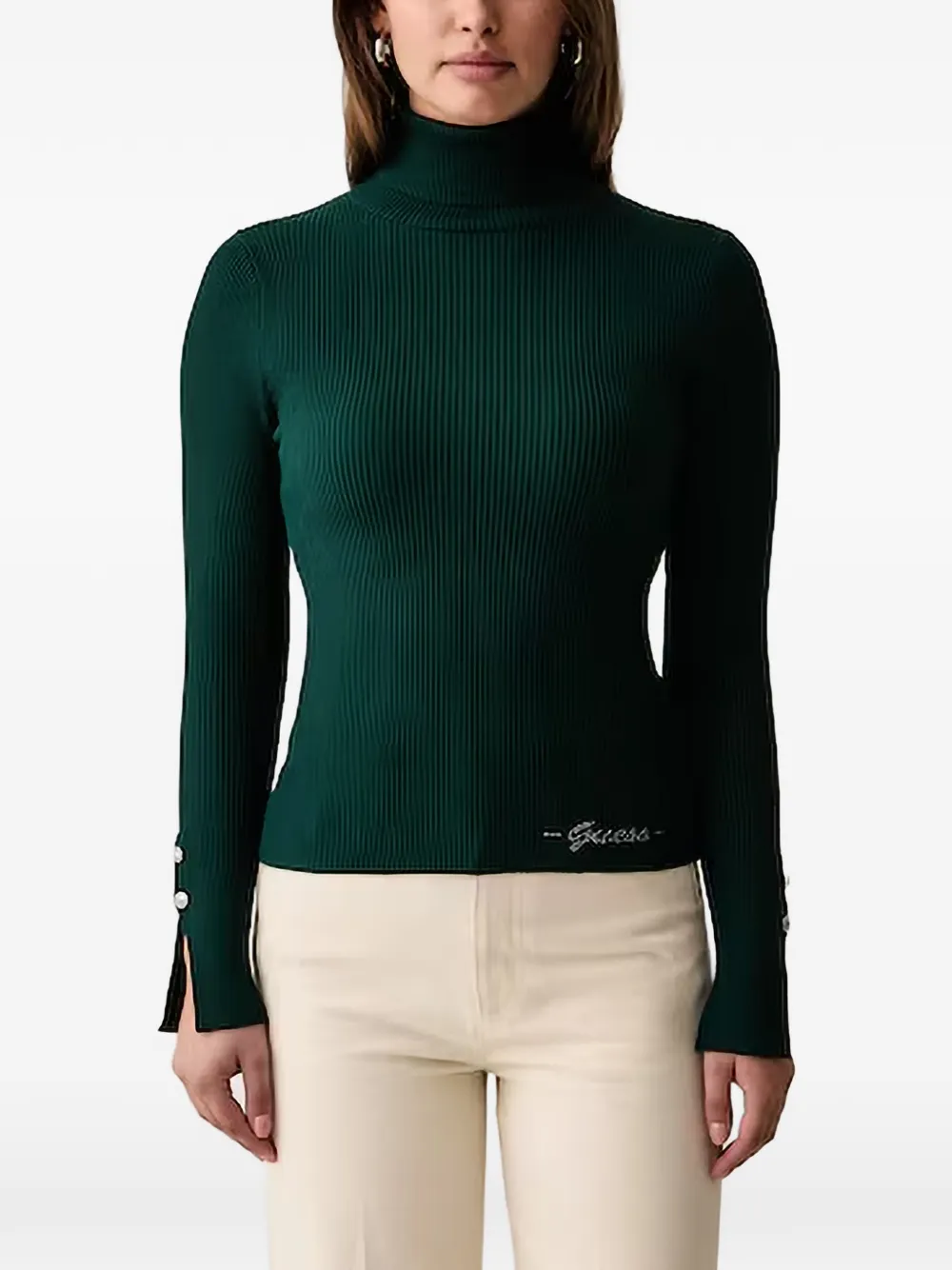 GUESS USA ribbed-knit button-cuff sweater - Marrone