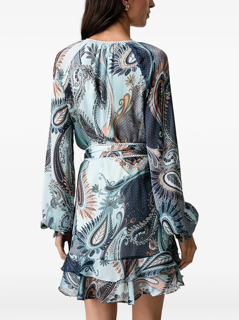 GUESS USA Mini-jurk met paisley-print en ruches Blauw