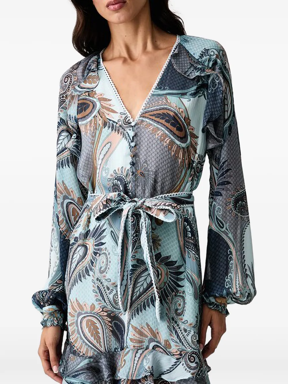 GUESS USA paisley-print ruffled mini dress - Blu