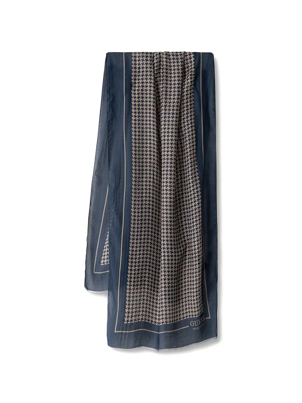MARCIANO by GUESS houndstooth-pattern logo-print scarf - Blu