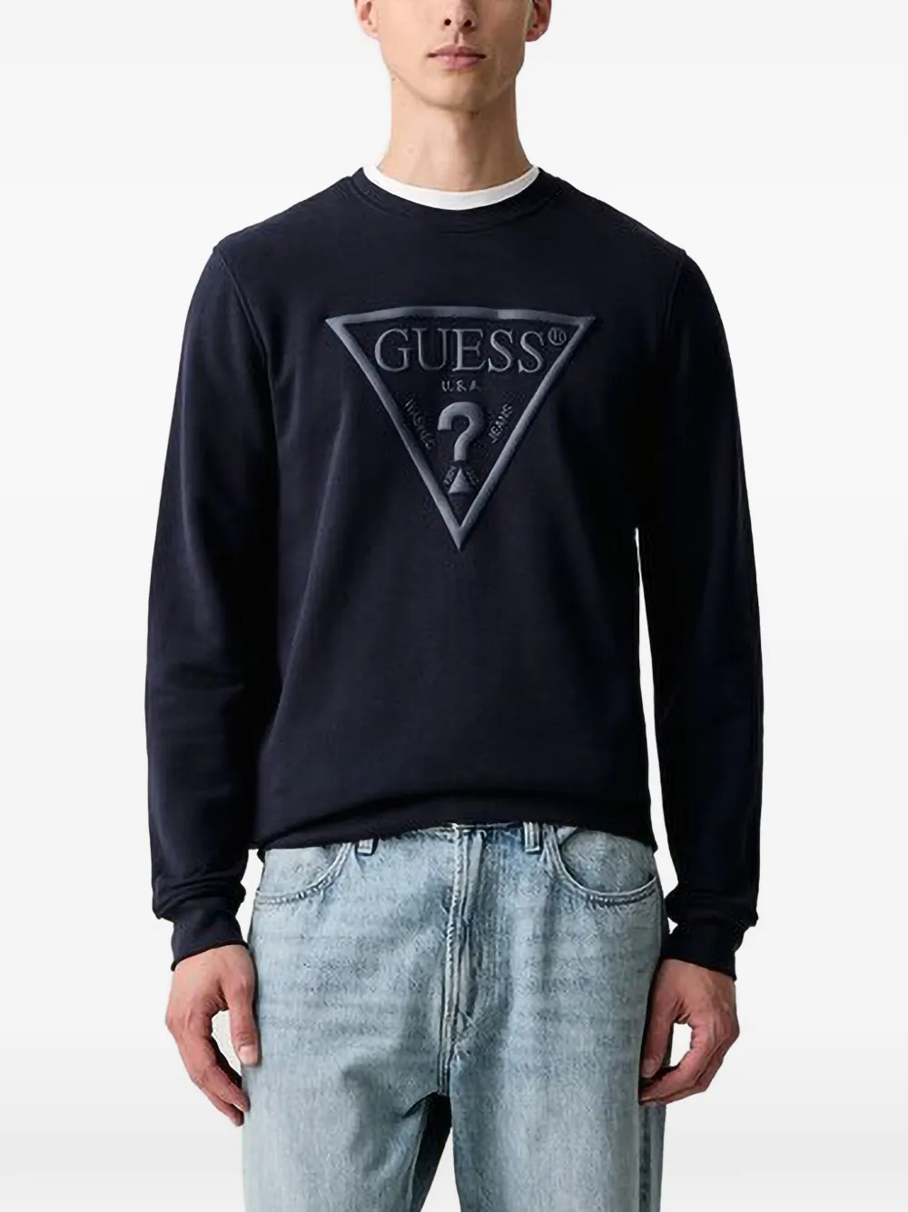 GUESS USA Sweater met logopatch Blauw