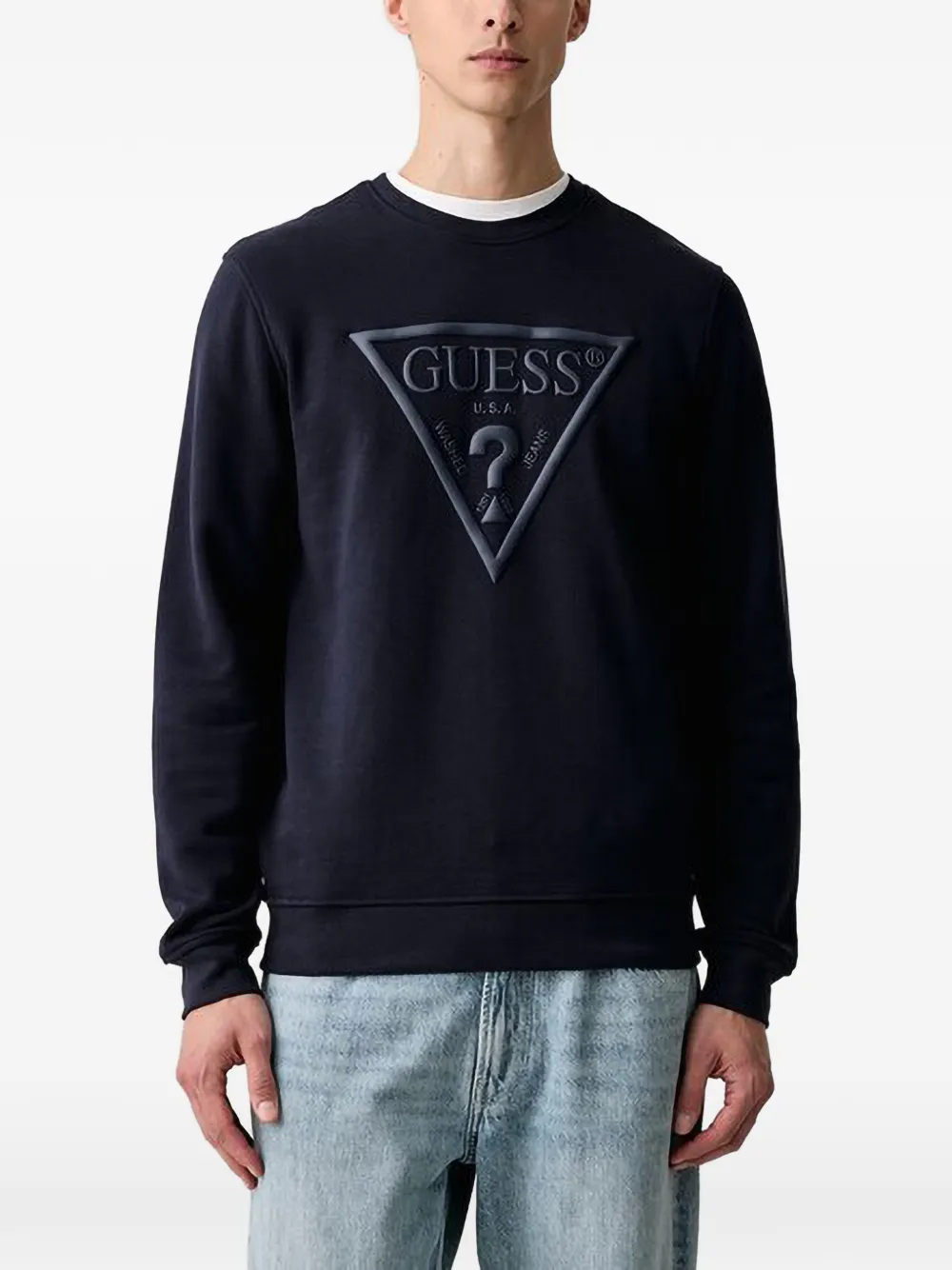 GUESS USA Sweater met logopatch Blauw