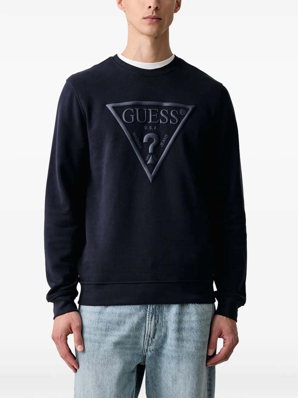 GUESS USA Sweater met logopatch Blauw