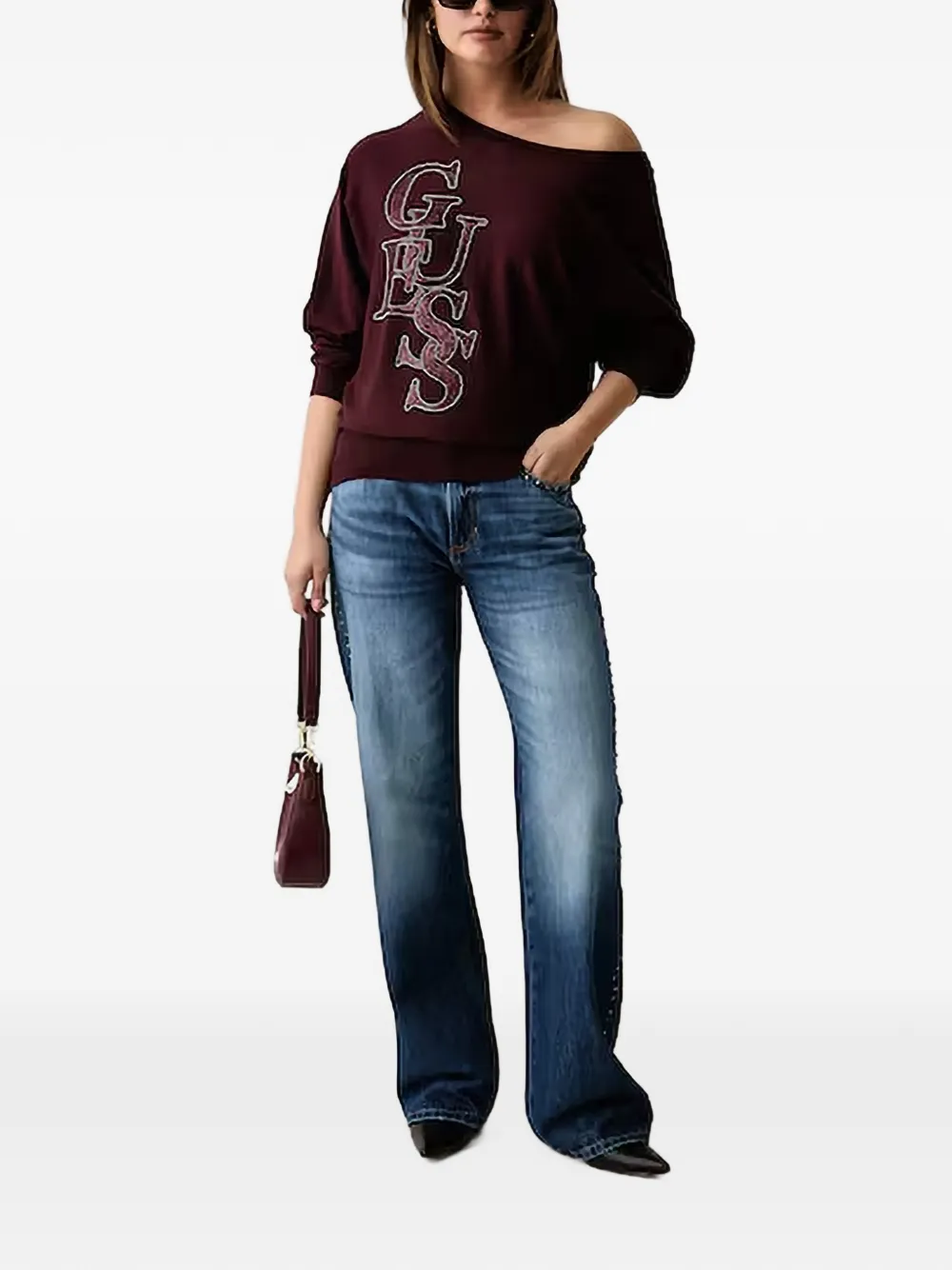 GUESS USA Esmeralda trui verfraaid met logo Rood