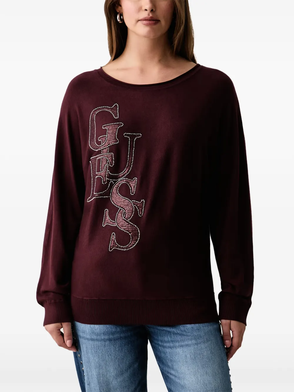 GUESS USA Esmeralda trui verfraaid met logo Rood