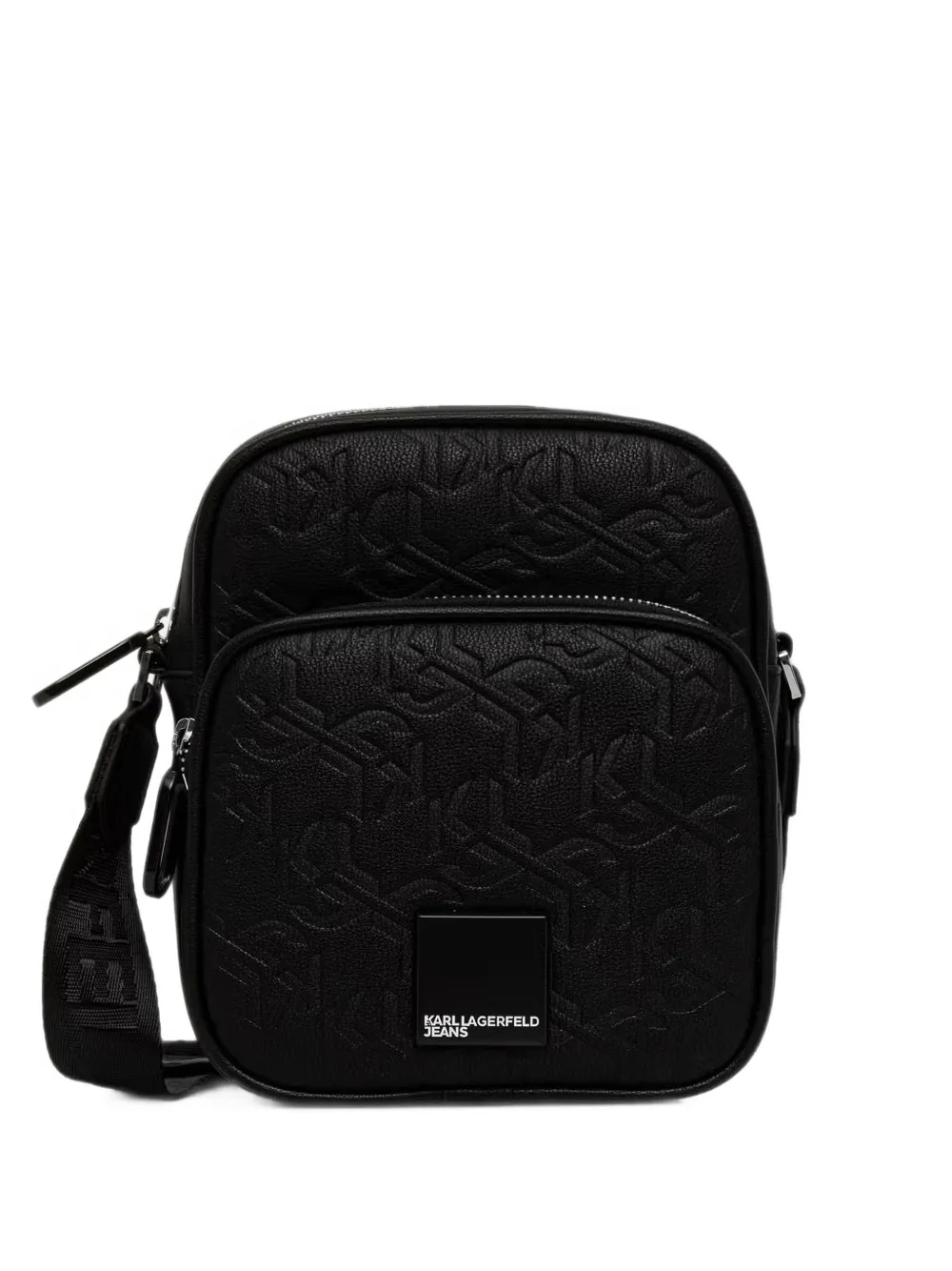 Karl Lagerfeld Jeans monogram-embossed messenger bag - Noir Karl Lagerfeld Jeans monogram-embossed messenger bag - Noir