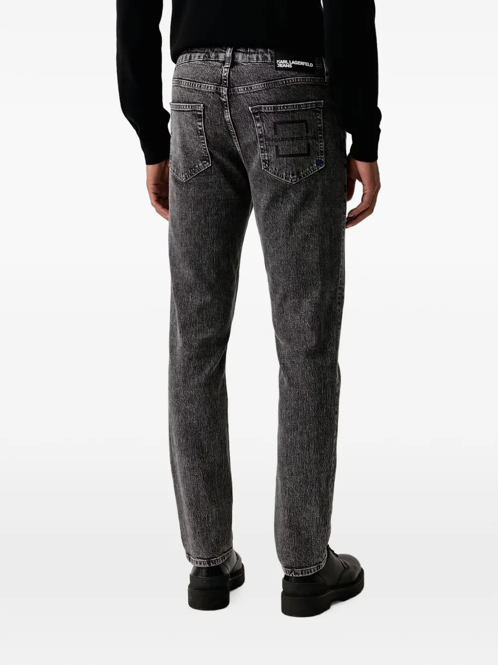 Karl Lagerfeld Jeans met acid-wassing en logo-print Grijs