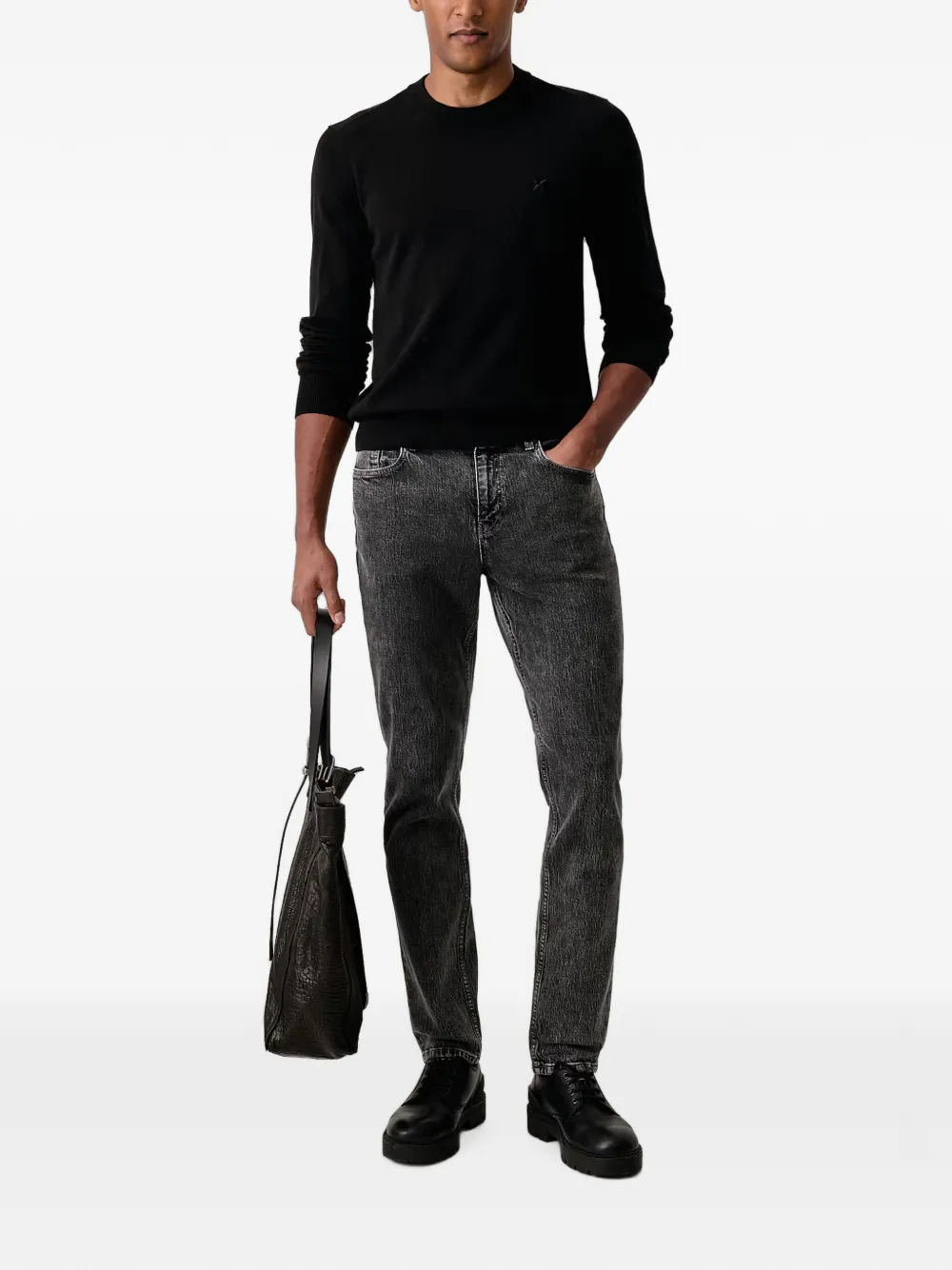 Karl Lagerfeld Jeans met acid-wassing en logo-print Grijs