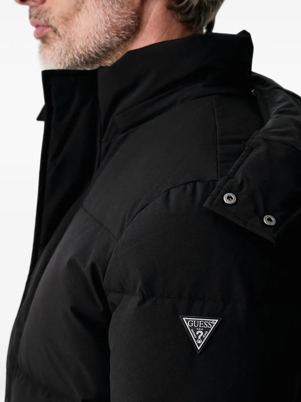 GUESS USA hooded quilted jacket Zwart