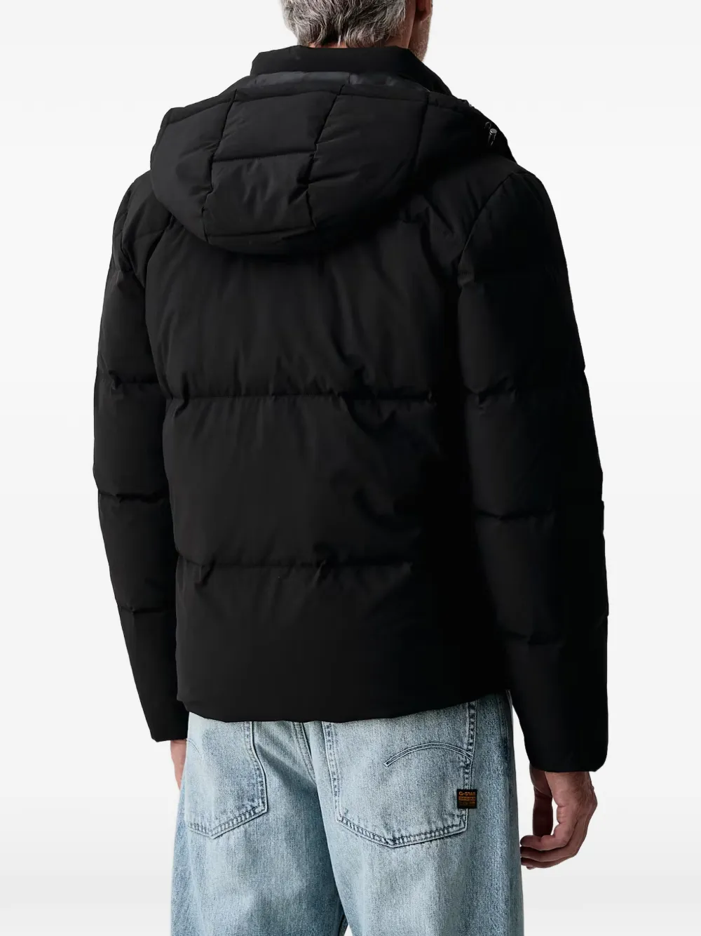 GUESS USA hooded quilted jacket Zwart