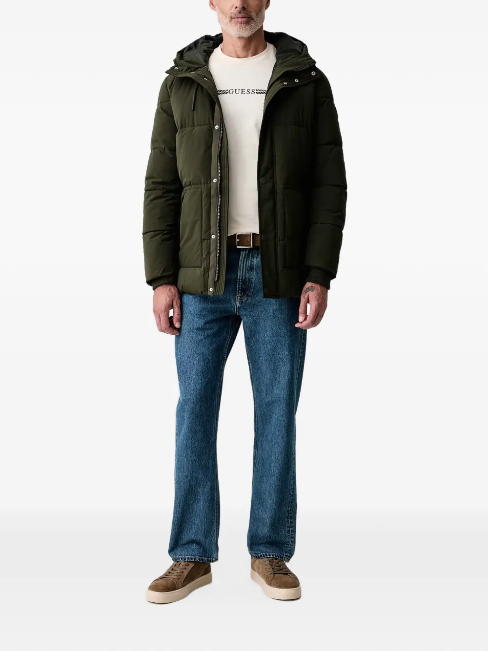 GUESS USA quilted hooded jacket Groen