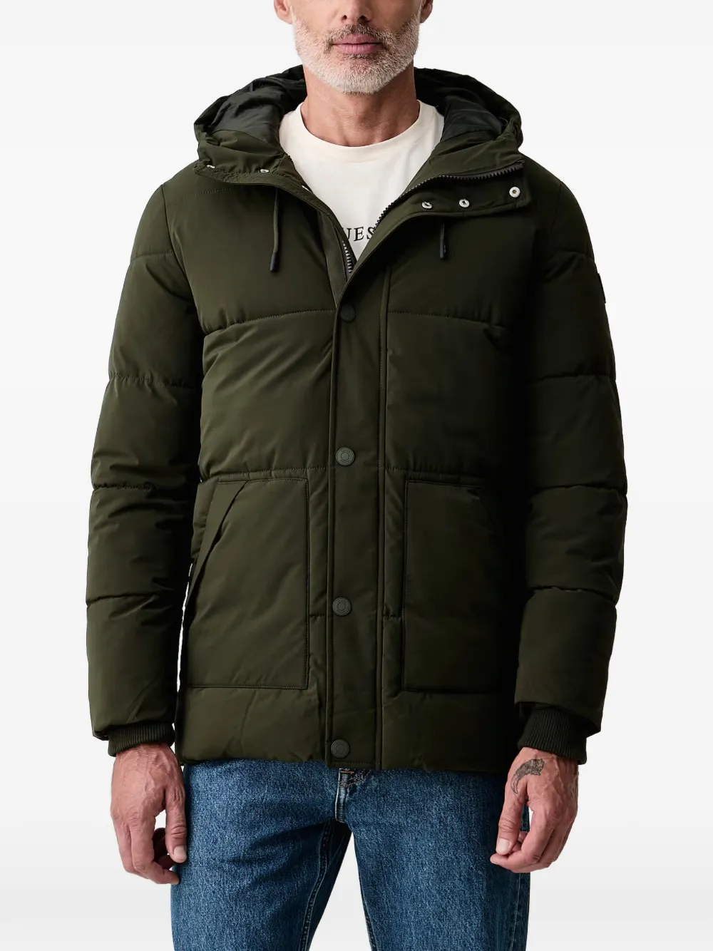 GUESS USA quilted hooded jacket Groen