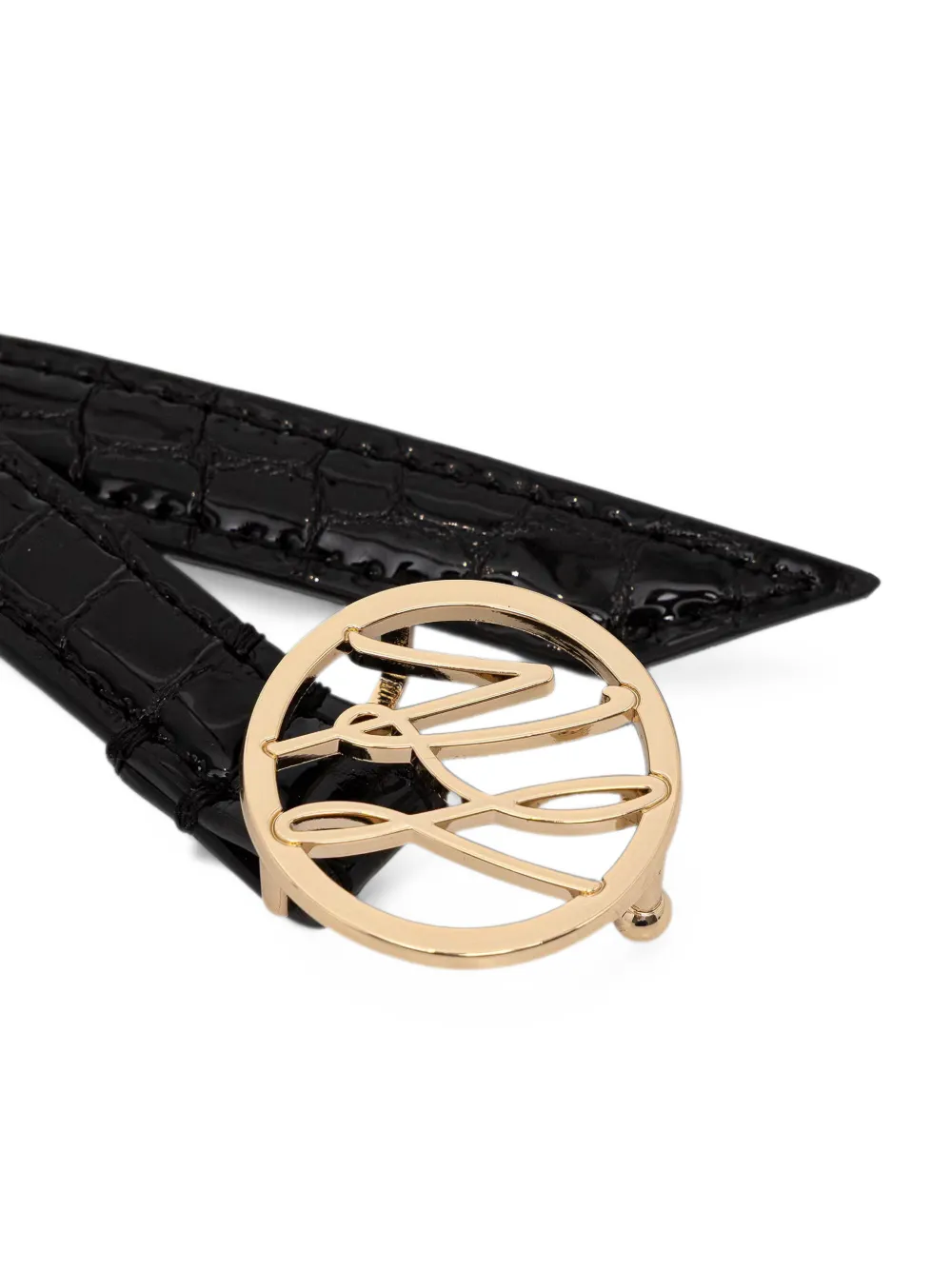 Karl Lagerfeld Riem met monogram-plakkaat en krokodillen-reliëf Zwart