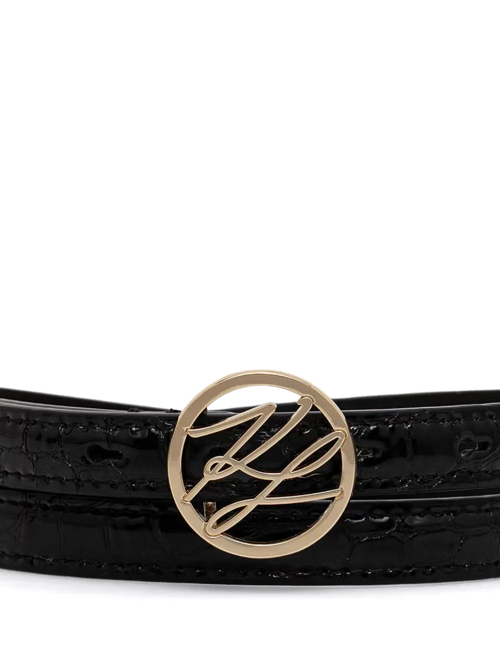 Karl Lagerfeld Riem met monogram-plakkaat en krokodillen-reliëf Zwart