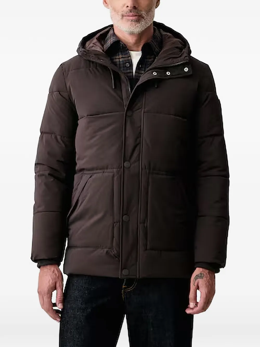 GUESS USA hooded puffer jacket - Marrone
