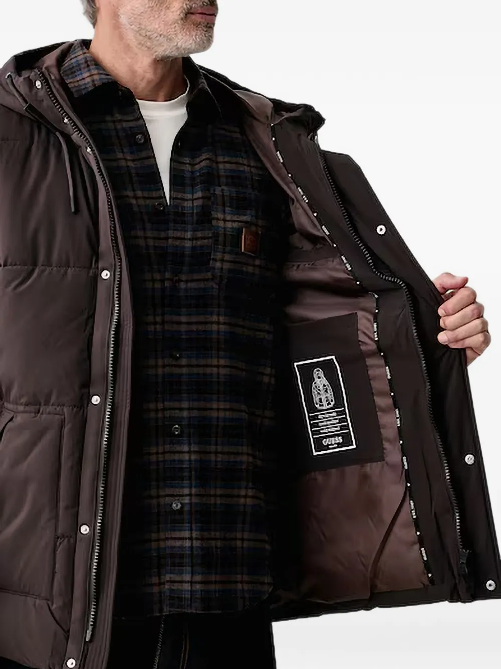 GUESS USA Donsjack met capuchon Bruin