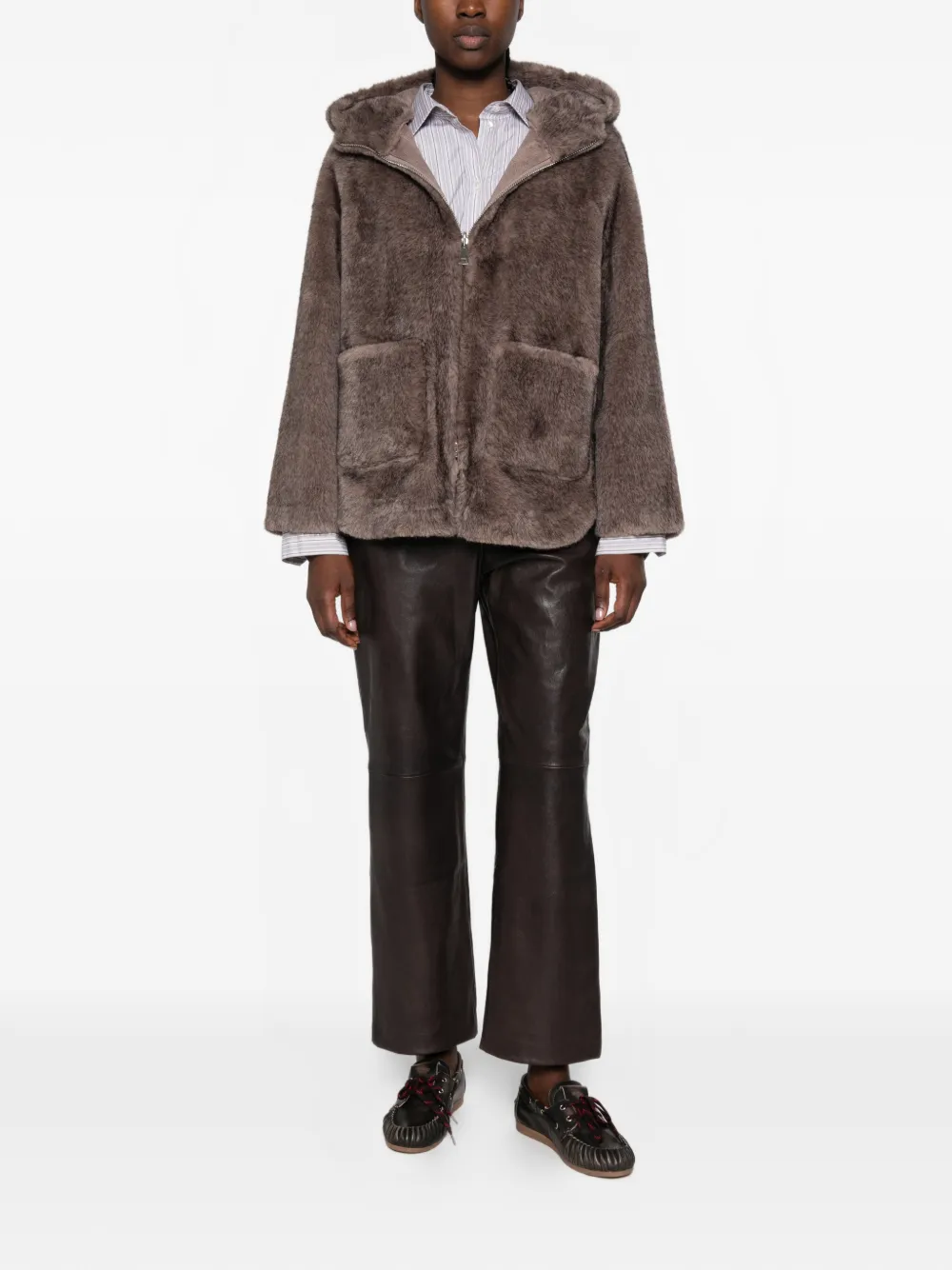 Weekend Max Mara Leren broek Bruin