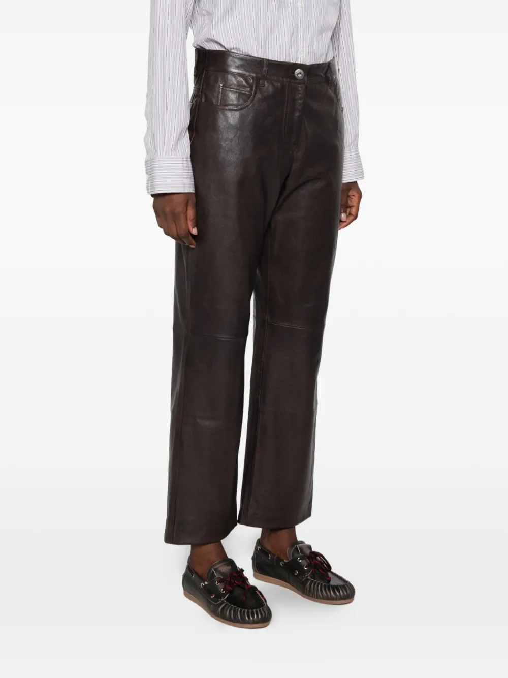 Weekend Max Mara Leren broek Bruin
