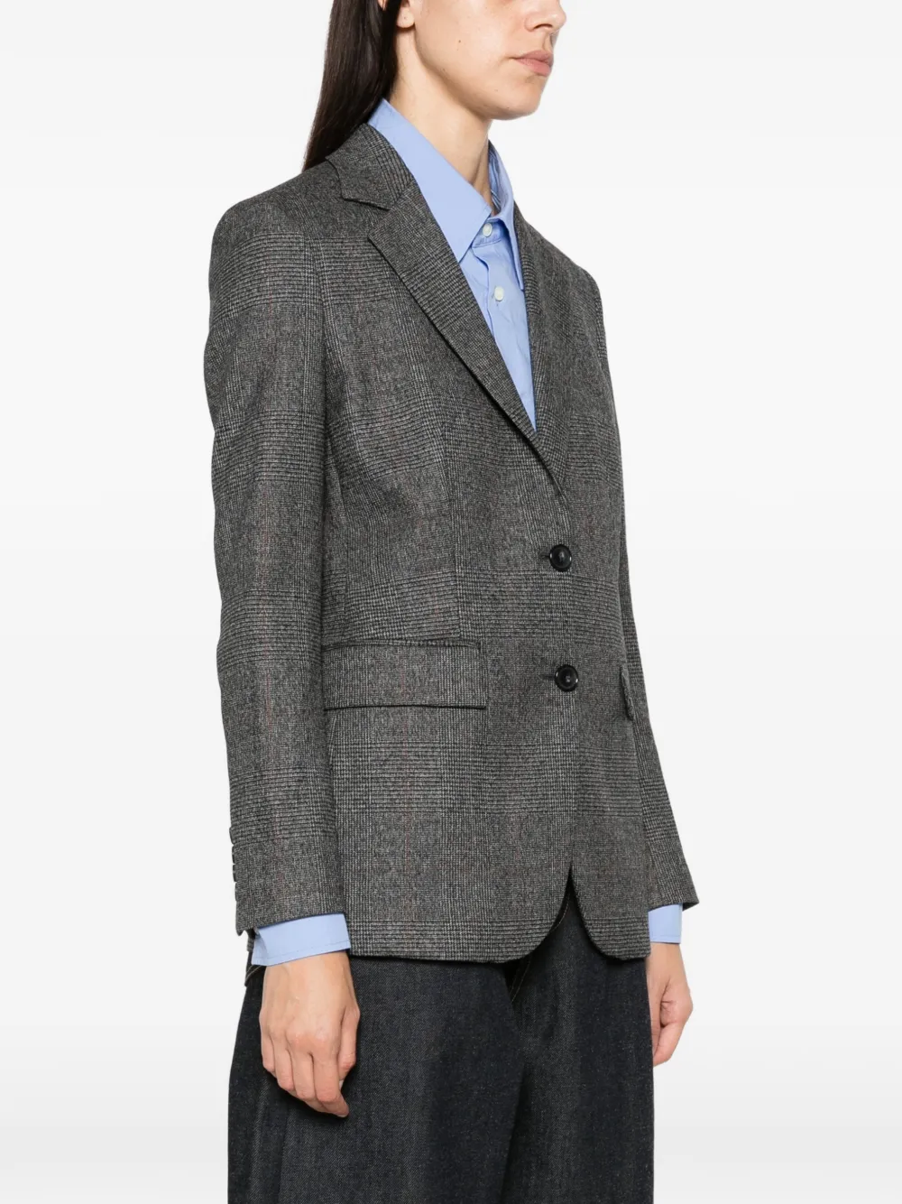PT Torino Prince of Wales check wool blazer Grijs