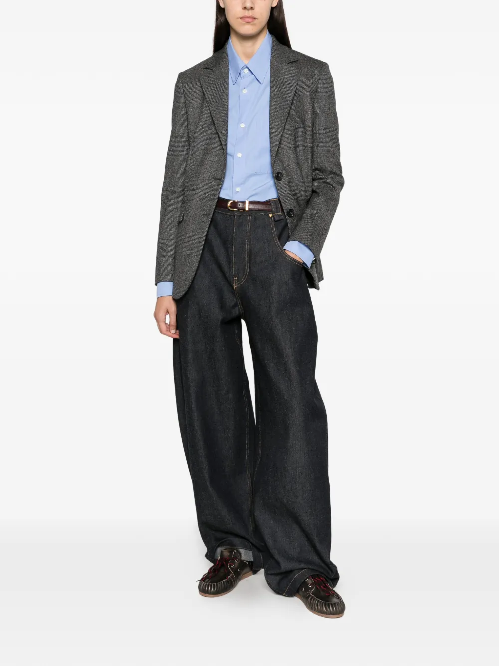 PT Torino Prince of Wales check wool blazer Grijs