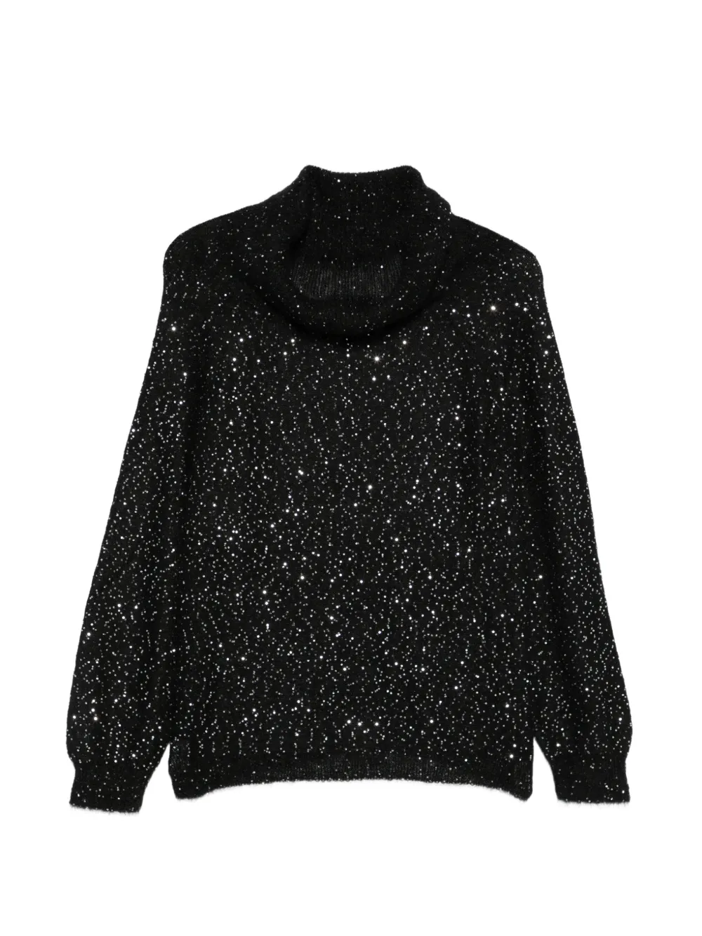Nude sequin-embellished roll-neck sweater - Schwarz