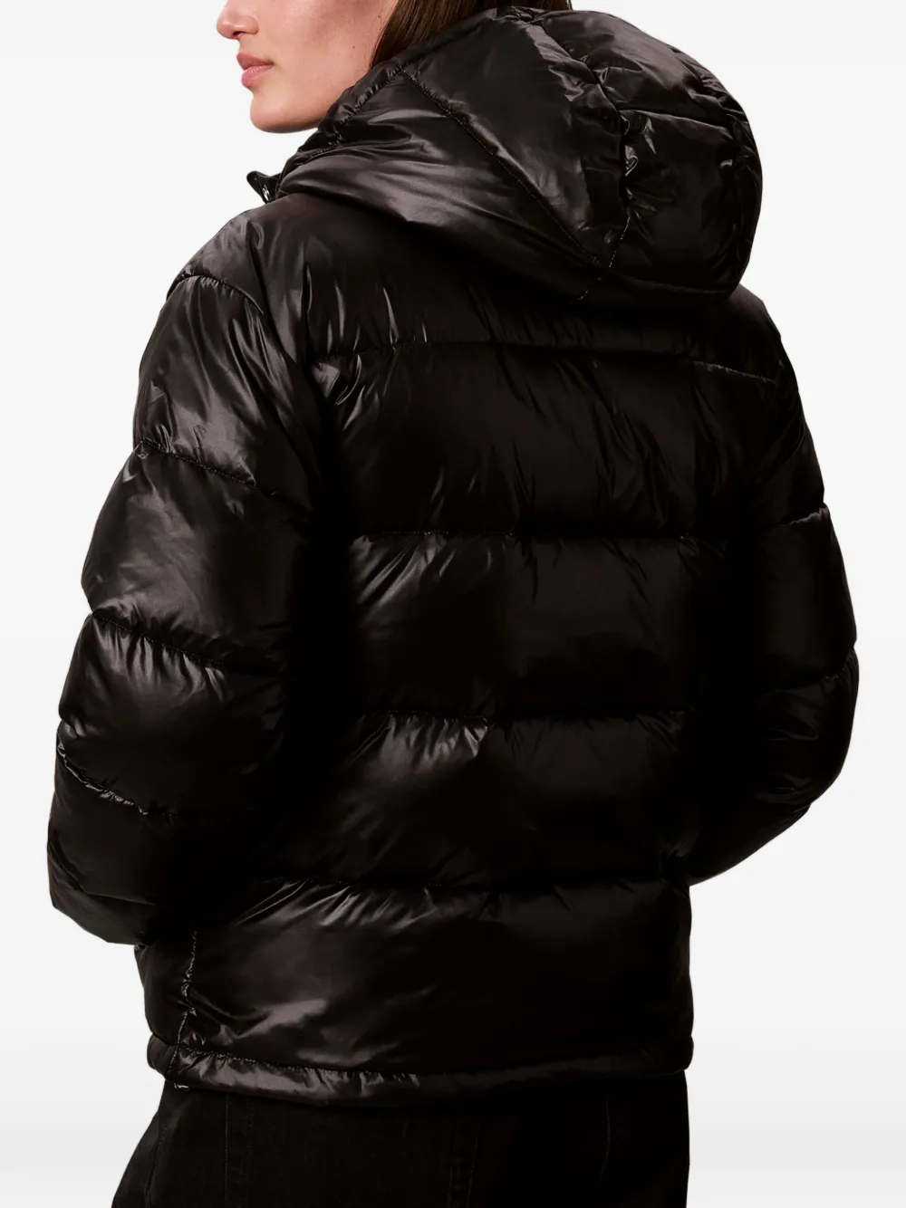 Calvin Klein hooded puffer jacket Zwart