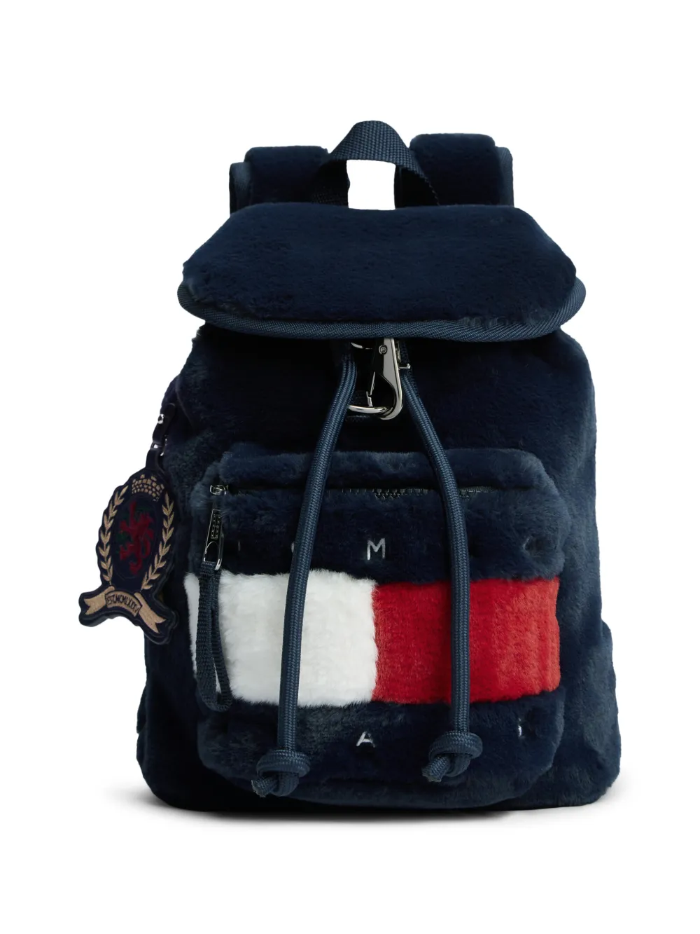 Tommy Hilfiger faux-fur logo-patch backpack - Blau