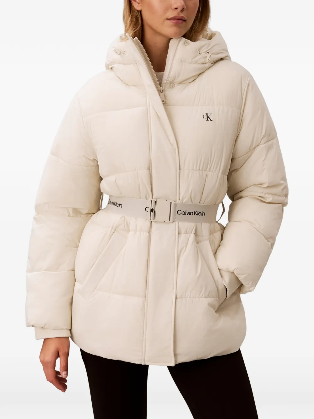 Calvin Klein Donsjack met capuchon Beige