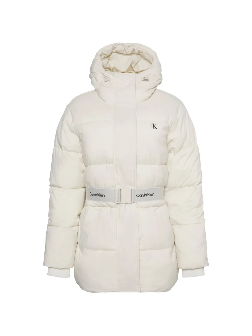 Calvin Klein belted hooded puffer jacket - Tons neutres Calvin Klein belted hooded puffer jacket - Tons neutres