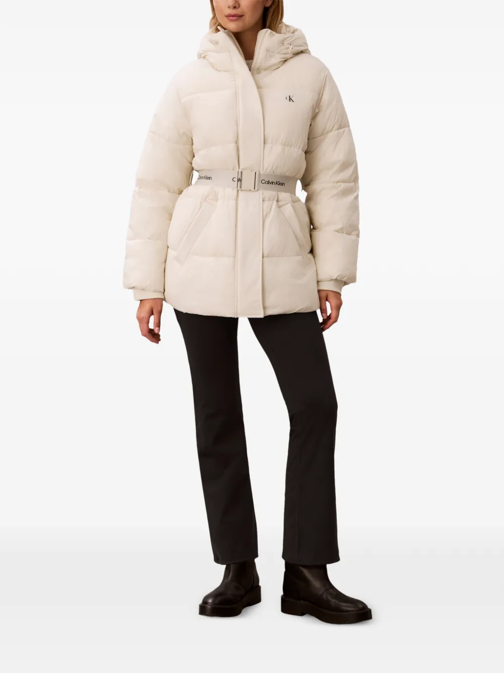 Calvin Klein Donsjack met capuchon Beige