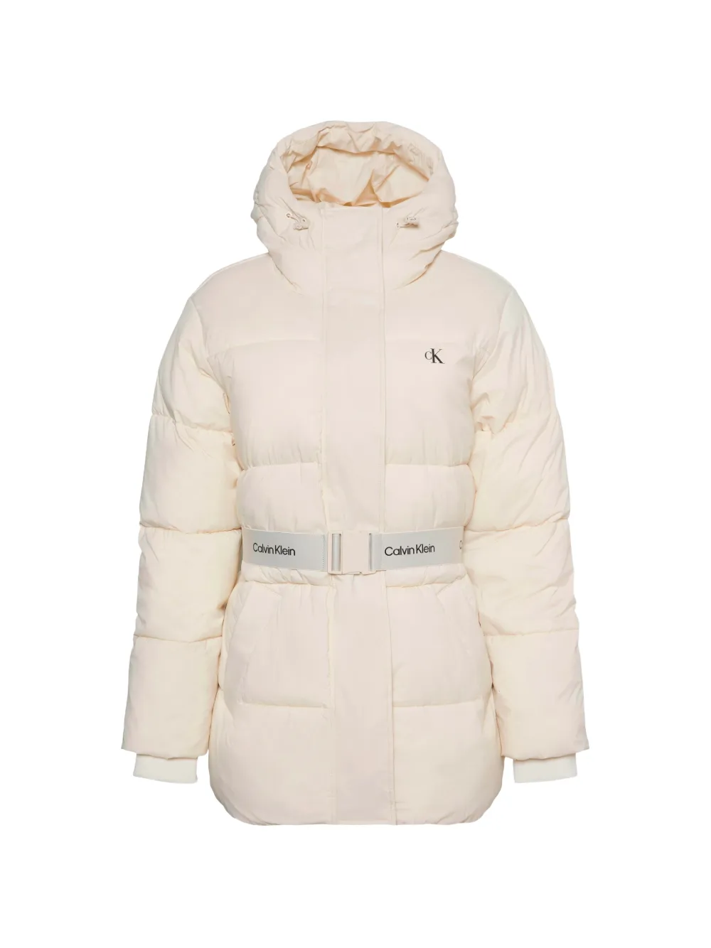 Calvin Klein belted hooded puffer jacket - Neutrals