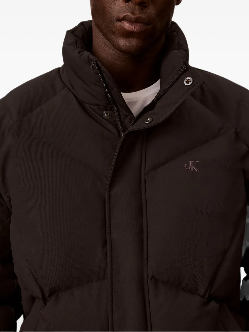 Calvin Klein Gewatteerd donsjack met geborduurd logo Zwart