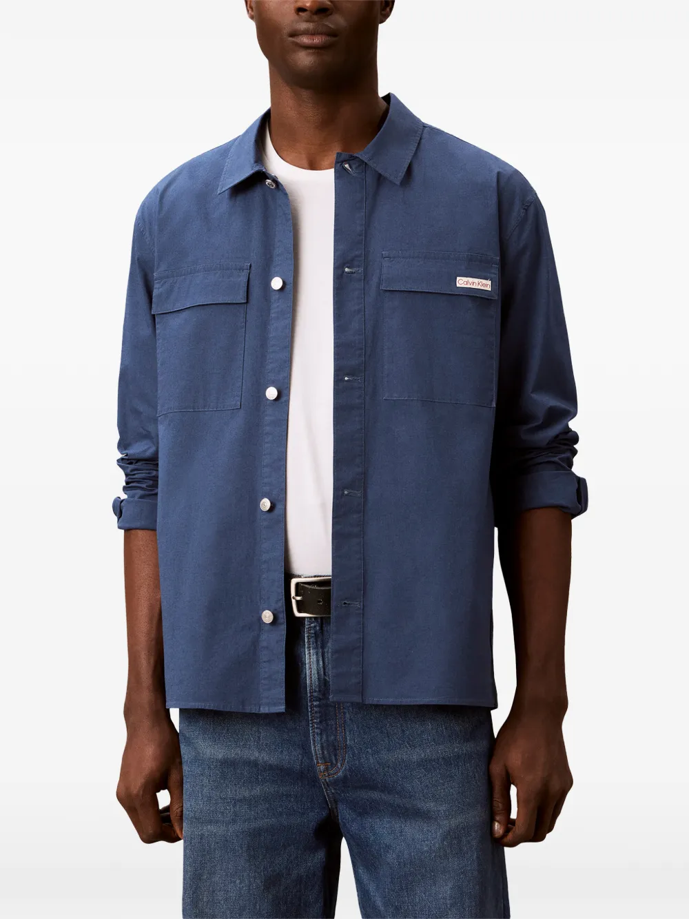 Calvin Klein Overhemd met klepzakken Blauw