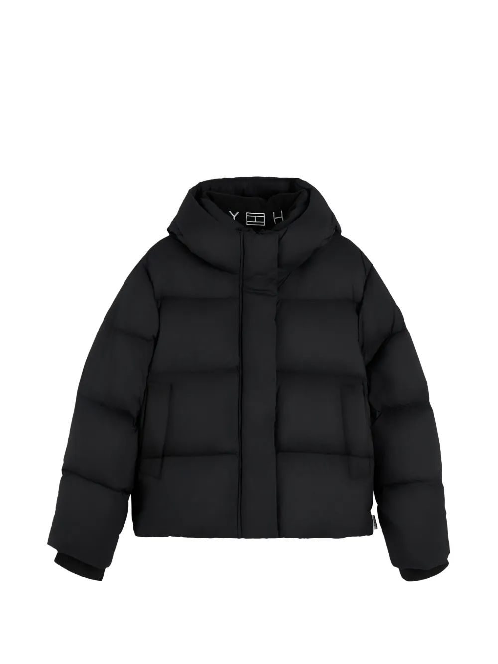 Tommy Hilfiger logo-embroidered down jacket - Schwarz