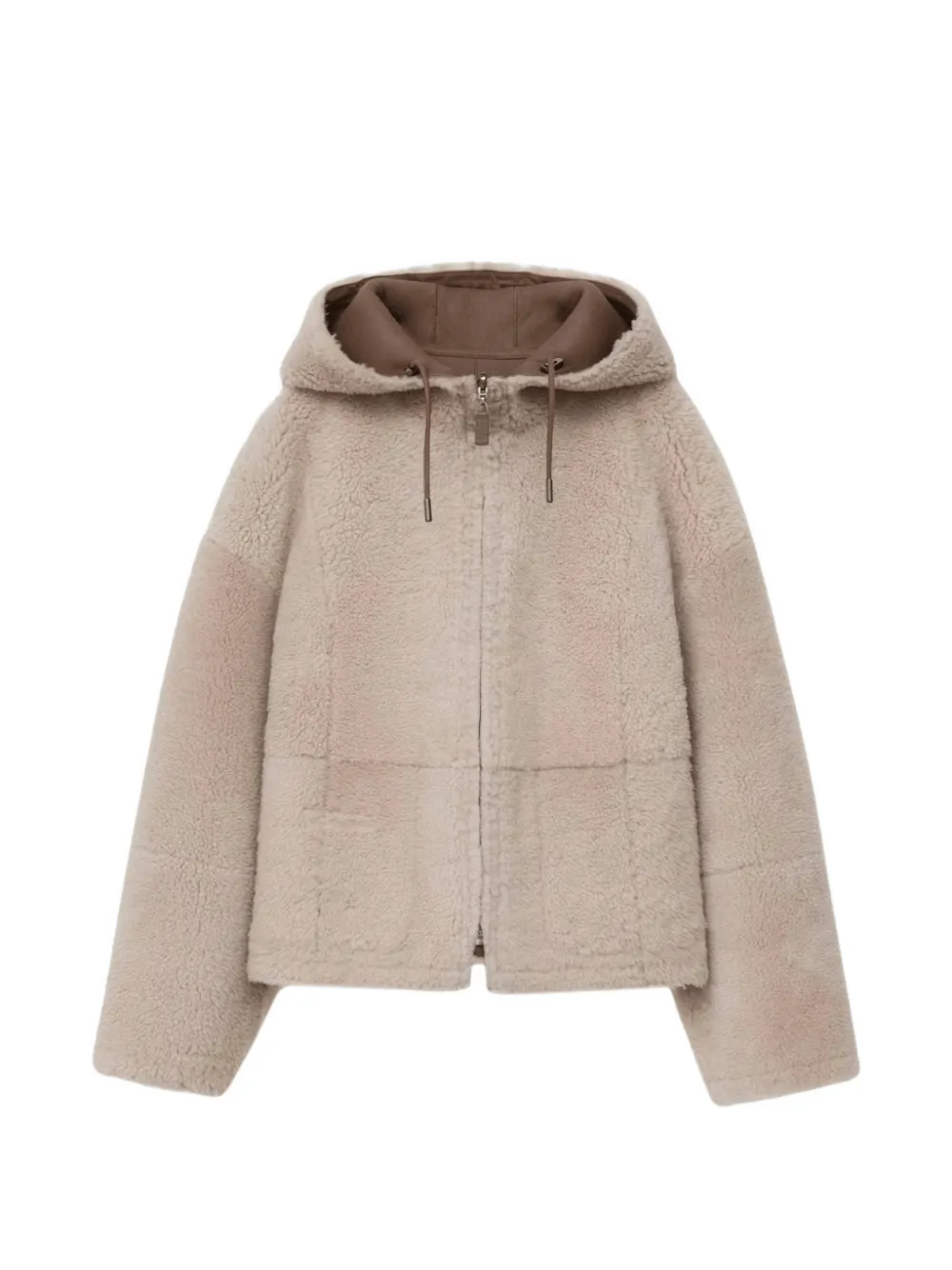 Iris Von Arnim Dylan lammy omkeerbaar jack met trekkoord en capuchon Beige