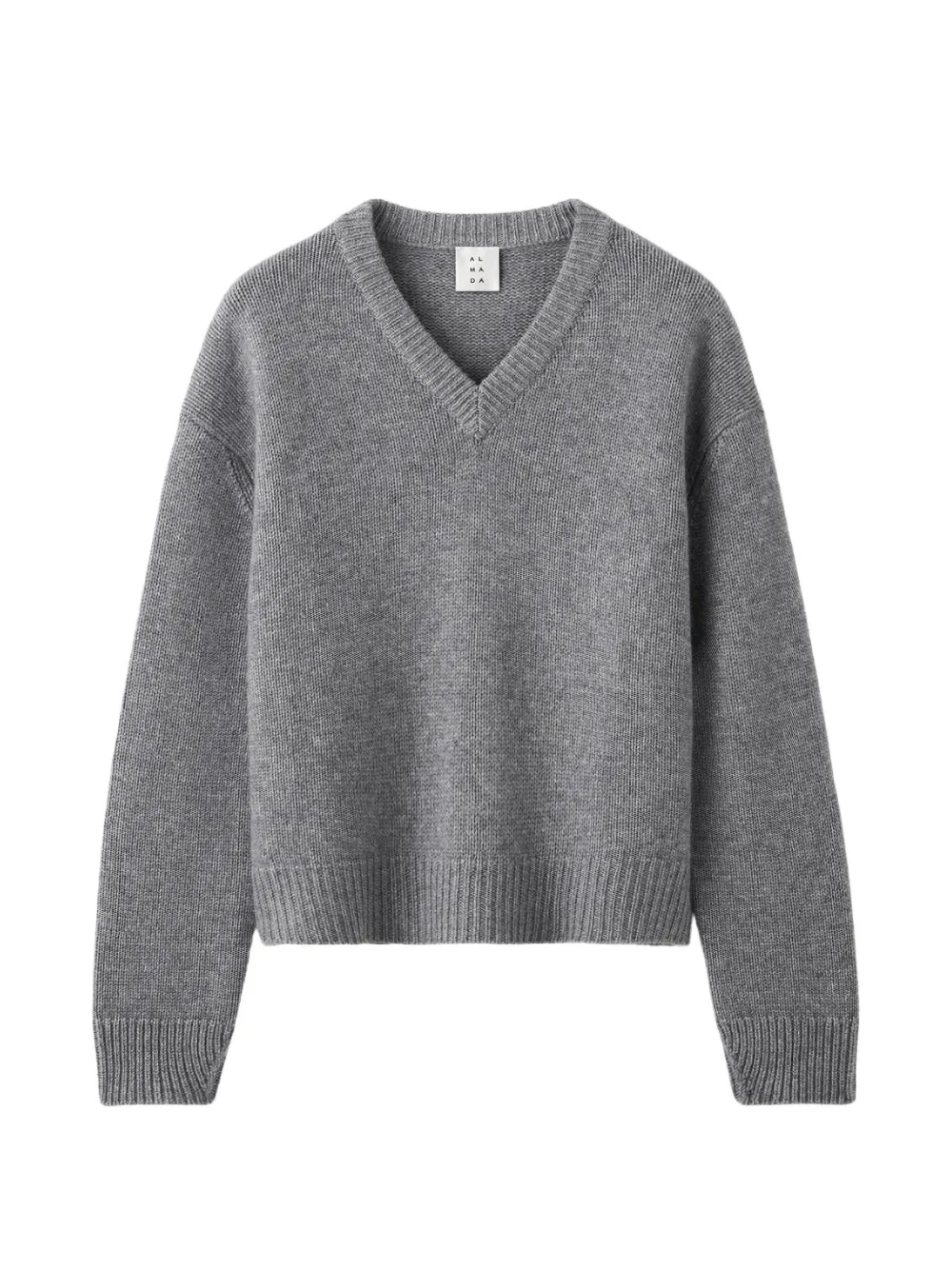 Almada Label Yara V-neck Knitted Sweater In Gray