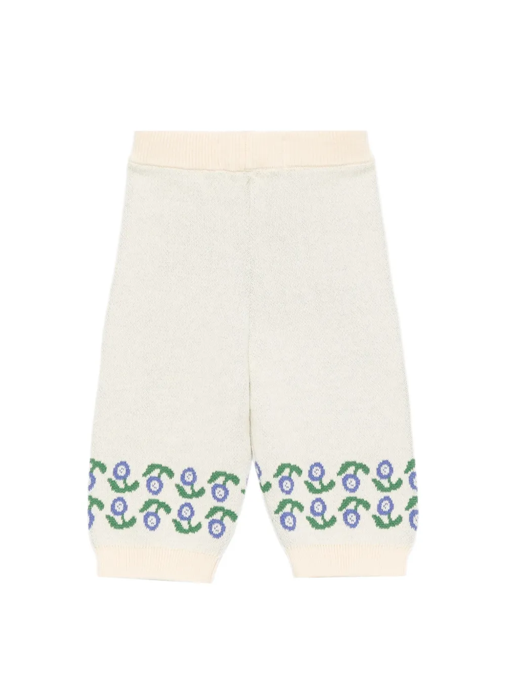 Bobo Choses floral-intarsia knitted trousers Beige