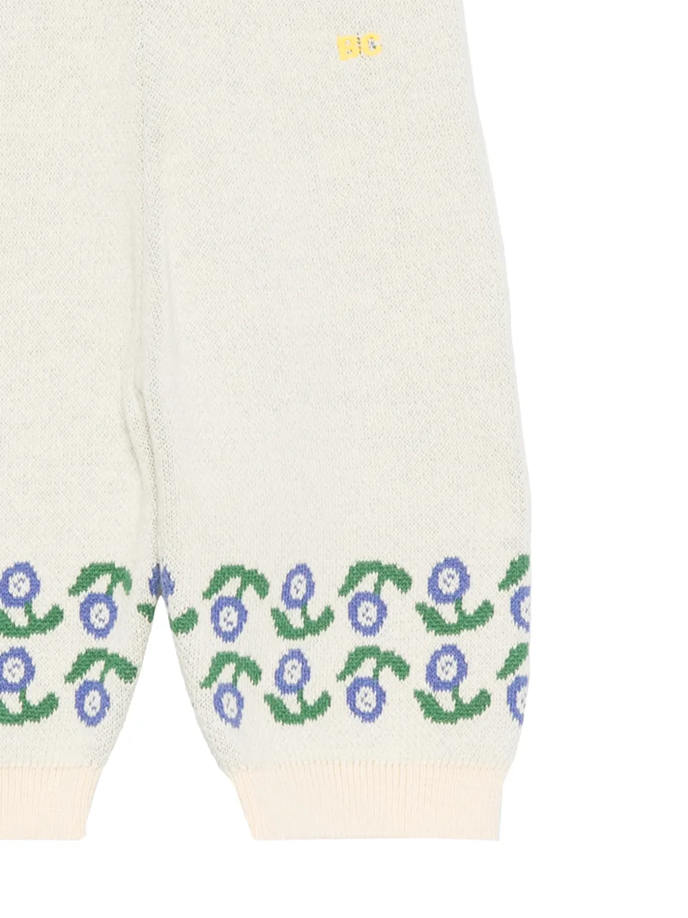 Bobo Choses floral-intarsia knitted trousers Beige