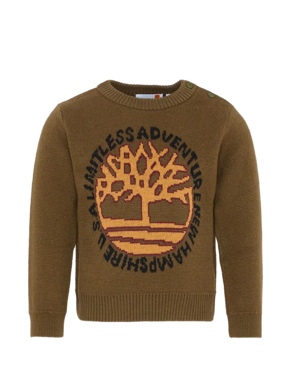 Timberland Kids logo-intarsia button-fastening sweater - Verde