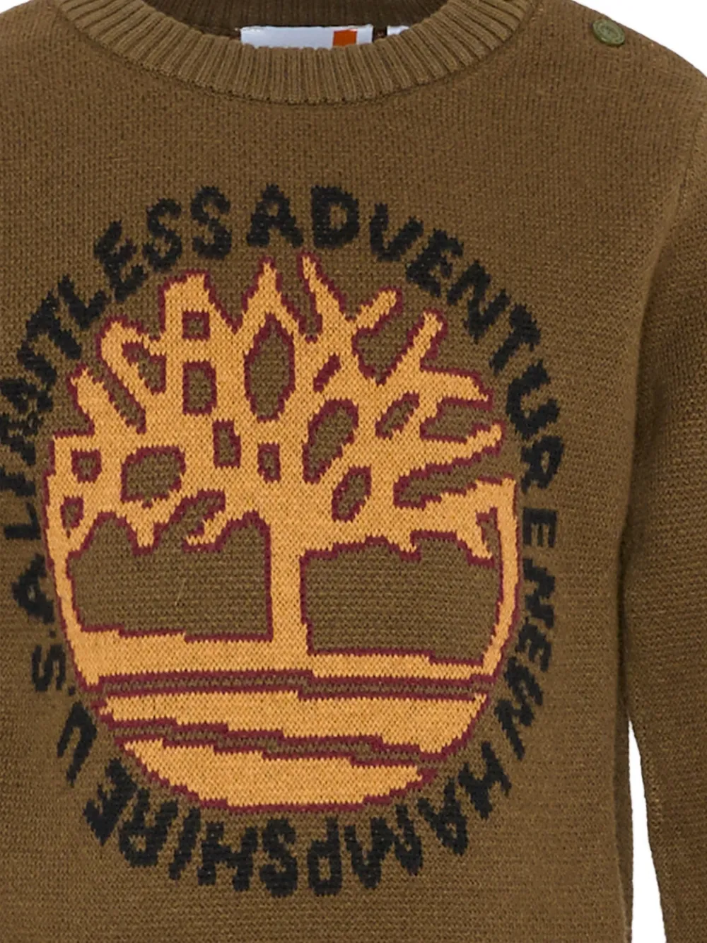 Timberland Kids Trui met knoopsluiting en logo-intarsia Groen
