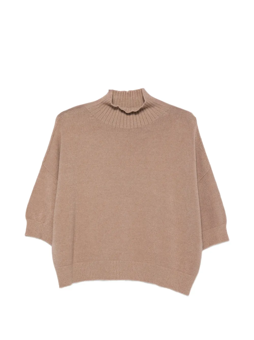 IMPERIAL ribbed-trim short-sleeve sweater - Tons neutres IMPERIAL ribbed-trim short-sleeve sweater - Tons neutres