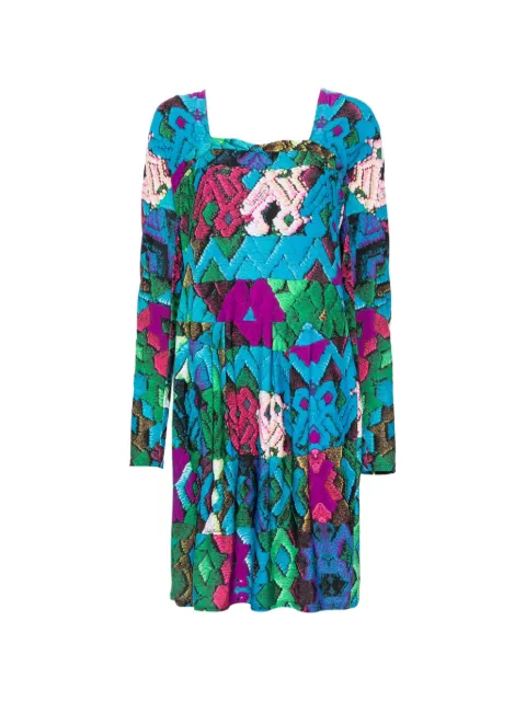Roberto Cavalli Vintage 2000s abstract-print long-sleeve dress