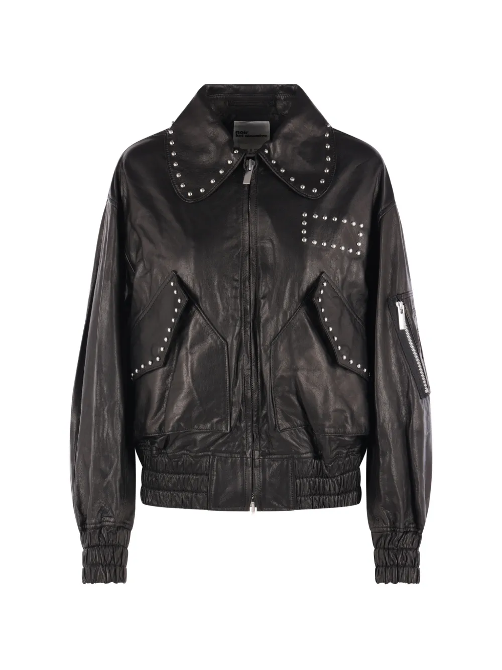 Noir Kei Ninomiya stud-embellished leather jacket - Schwarz