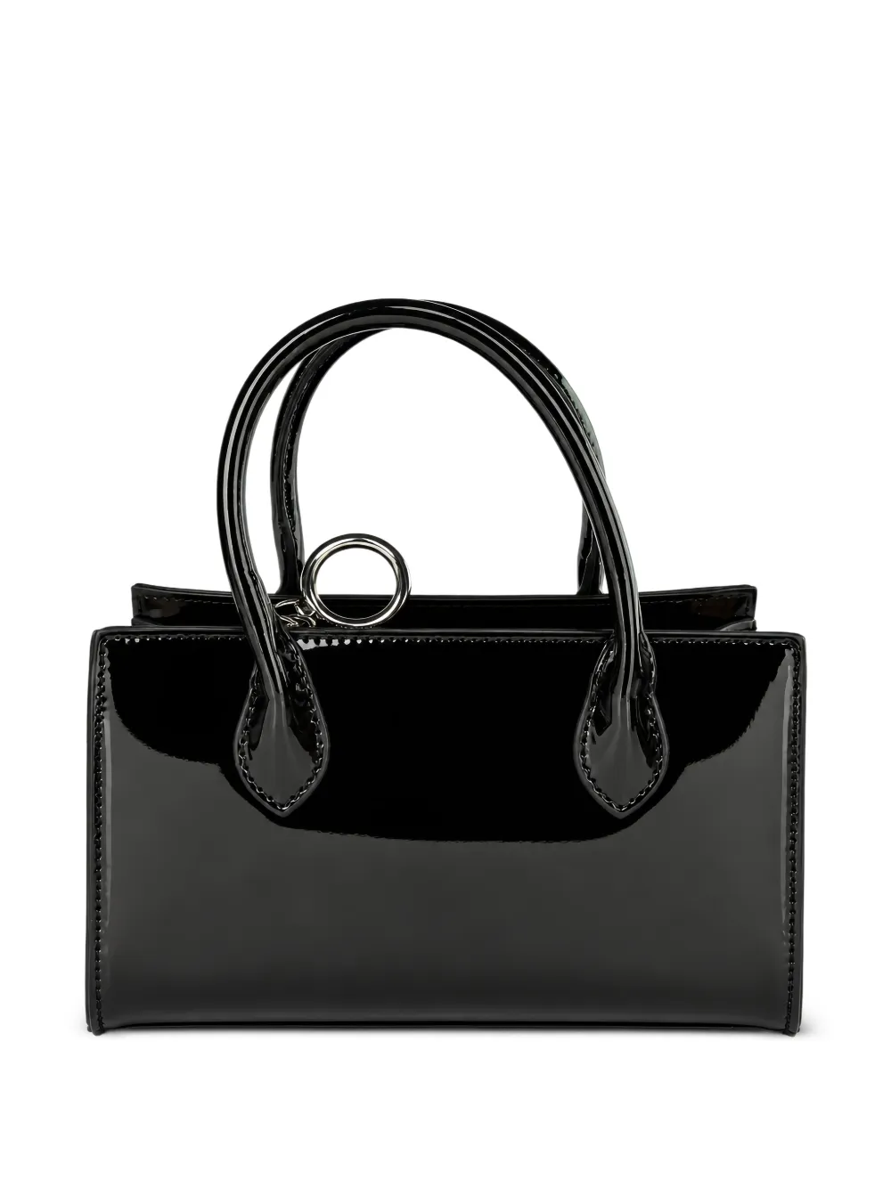 Benetton mini cabas à fini verni - Noir