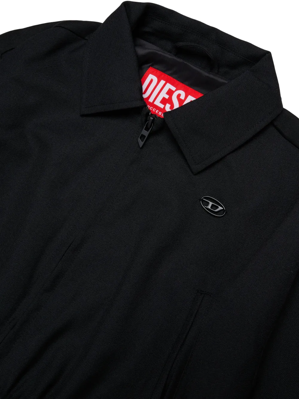Diesel Kids logo-plaque cropped jacket Zwart