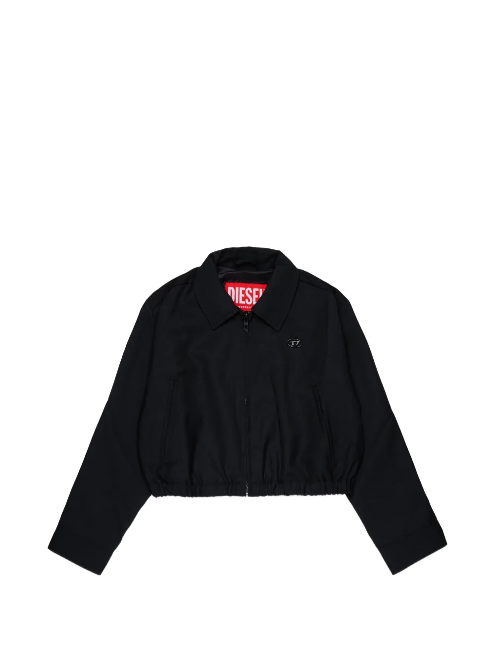 Diesel Kids logo-plaque cropped jacket - Nero
