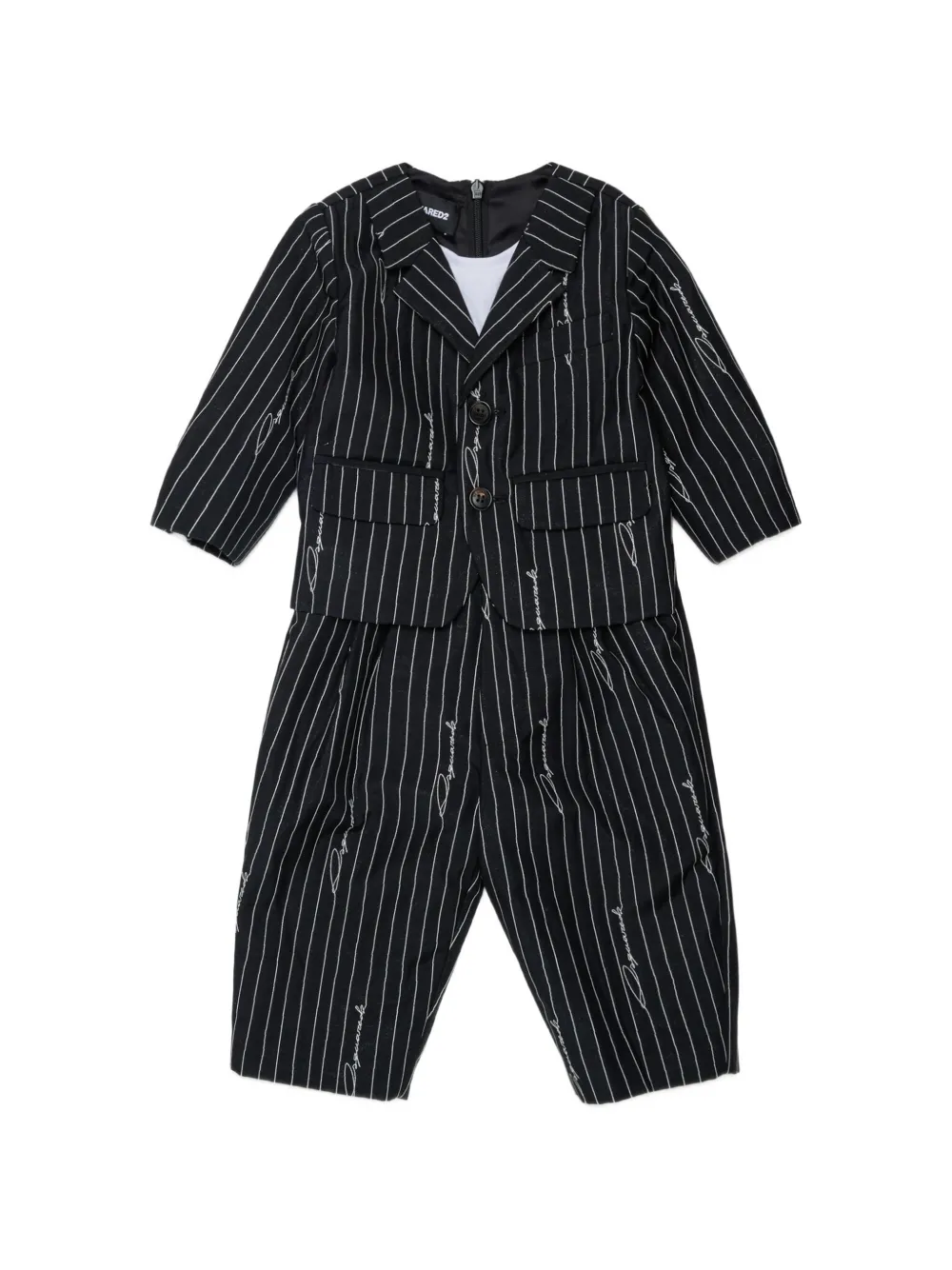 DSQUARED2 KIDS combinaison à fines rayures et logo - Noir